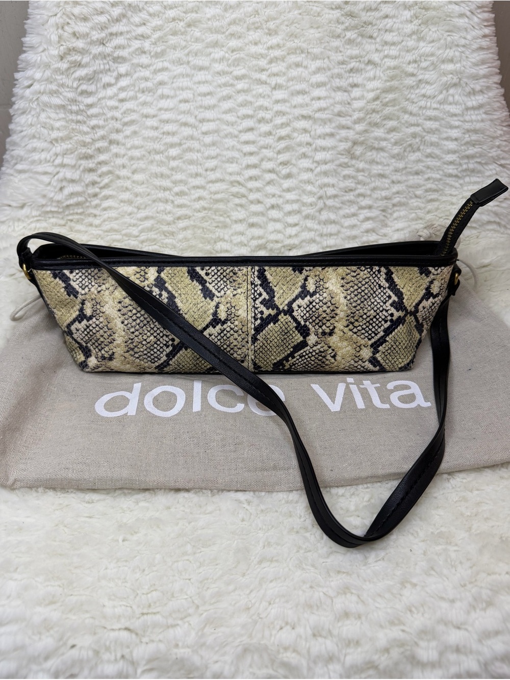 Dolce Vita Savaii Shoulder Bag Black White Snake Stella